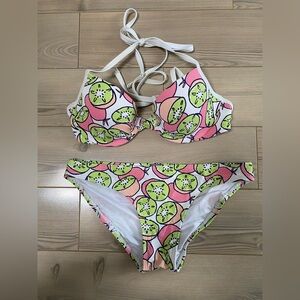 Aerie Fruit Printed Pique Bikini Set (34A top, XS bottom)